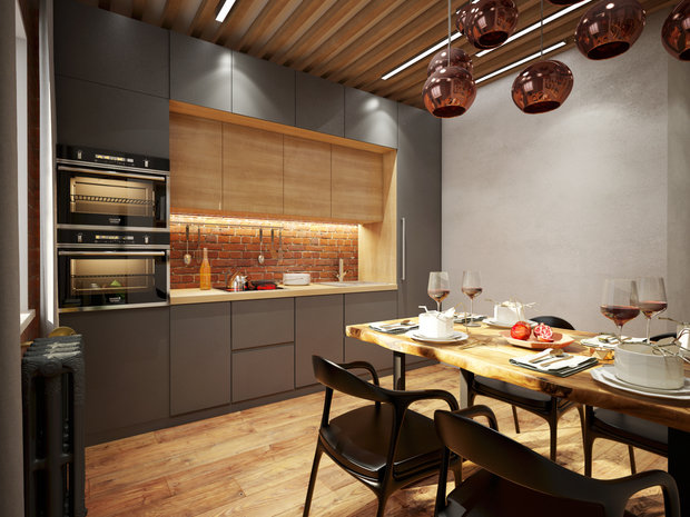 Фото из портфолио Кухня-гостиная в проекте "Архитектурная" – фотографии дизайна интерьеров на INMYROOM