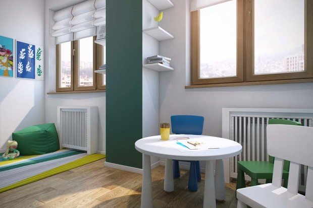 Фотография: Детская в стиле Минимализм, Квартира, Планировки, Проект недели, Москва, Зеленый, Степан Бугаев, «Победа дизайна» – фото на INMYROOM