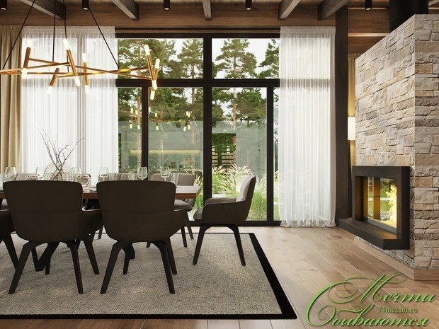 Фото из портфолио Интерьеры дома над прудом в свободном стиле – фотографии дизайна интерьеров на INMYROOM