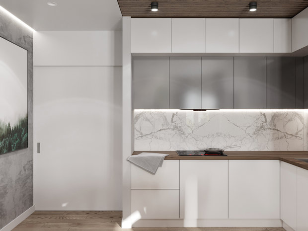 Фото из портфолио Кухня-гостиная 22,6 кв.м. – фотографии дизайна интерьеров на INMYROOM
