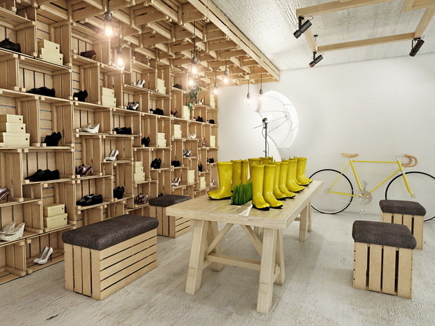 Фото из портфолио Дизайн бутика обуви для бездорожья. Зал 2. – фотографии дизайна интерьеров на INMYROOM