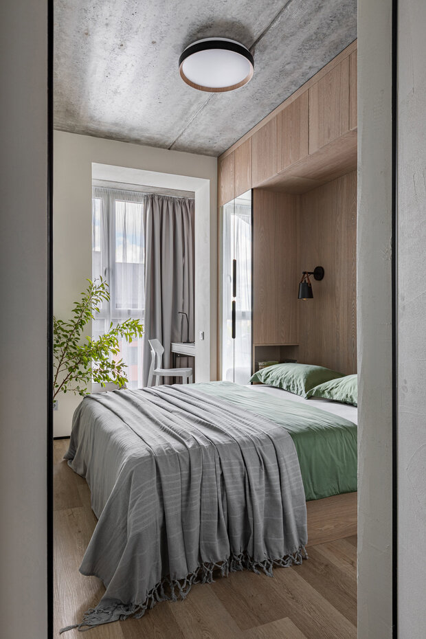 Фотография: Спальня в стиле Современный, Минимализм, Малогабаритная квартира, Квартира, Проект дня, Калининград, 1 комната, до 40 метров, Юлия Смышляева – фото на INMYROOM