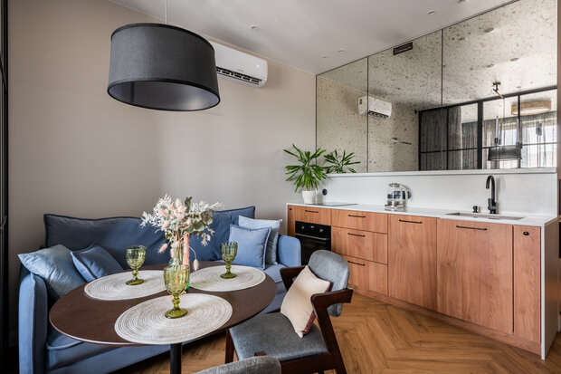 Фотография: Кухня и столовая в стиле Современный, Минимализм, Квартира, Проект недели, Москва, Buro Brainstorm, 40-60 метров – фото на INMYROOM