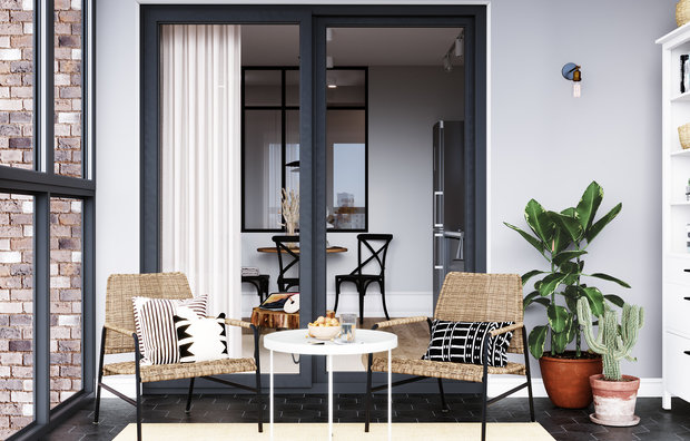 Фотография: Балкон в стиле Скандинавский, Квартира, Проект недели, Санкт-Петербург, 1 комната, 40-60 метров, Монолитно-кирпичный, Студия 20:18 – фото на INMYROOM