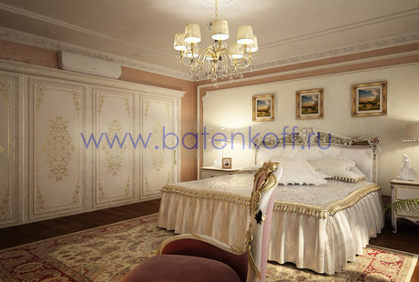 Дизайн проект спальни в классическом стиле на Юмашева от дизайн студии Батенькофф.