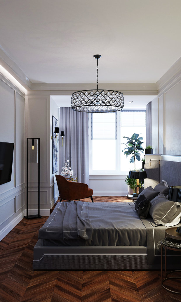 Фото из портфолио Квартира в стиле современная классика - ул. 1905 г. Спальня Хозяйская – фотографии дизайна интерьеров на INMYROOM