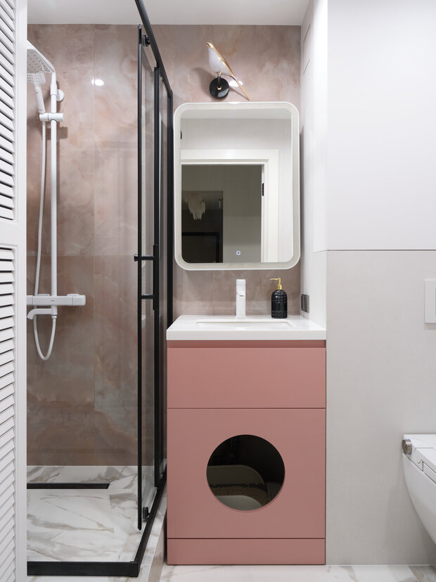 Фотография: Ванная в стиле Современный, Квартира, Проект дня, Панельный дом, 2 комнаты, 60-90 метров, Челябинская область, Влада Николаева – фото на INMYROOM