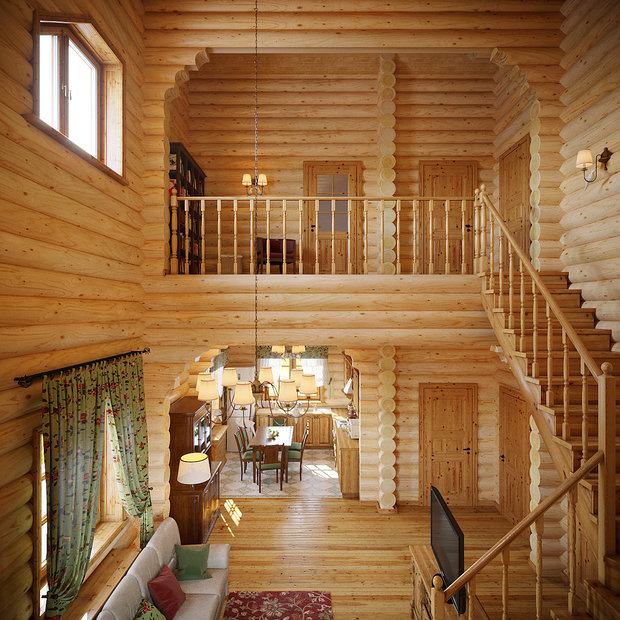 Фото из портфолио Дачный дом из оцилиндрованного бревна – фотографии дизайна интерьеров на INMYROOM