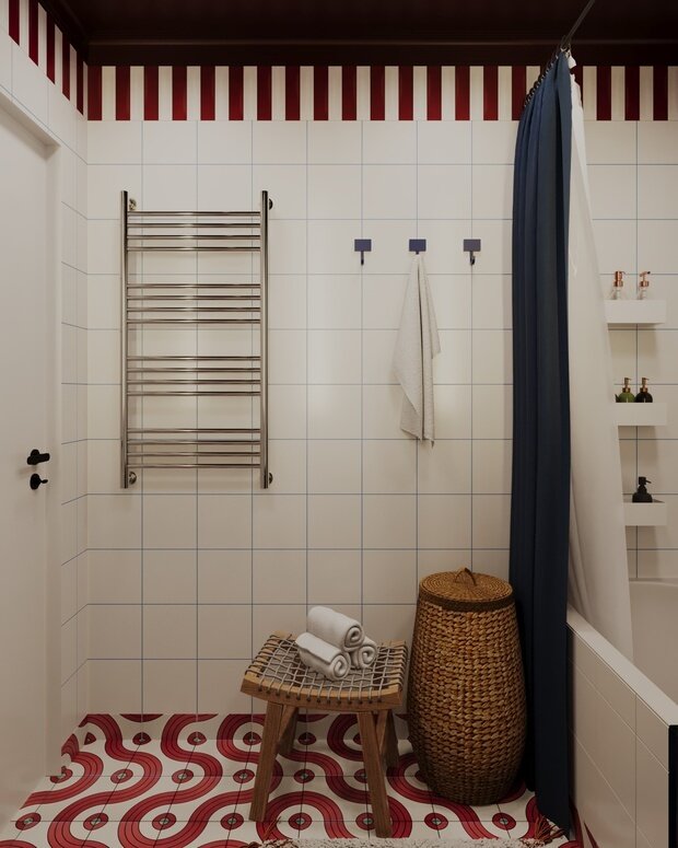 Фотография: Ванная в стиле Современный, Эклектика, Квартира, Проект дня, Москва, 3 комнаты, 60-90 метров, Анастасия Струве – фото на INMYROOM