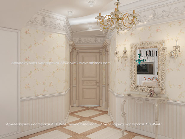 Фото из портфолио Дизайн-проект в двухкомнатной холл стиль Прованс ЖК Гранд Парк дом элит класса Одесса – фотографии дизайна интерьеров на INMYROOM
