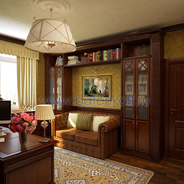 Фото из портфолио Дизайн проект классического кабинета в доме в Сысерти – фотографии дизайна интерьеров на InMyRoom.ru