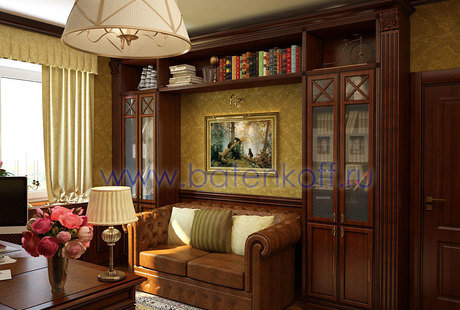 Дизайн проект классического кабинета в доме в Сысерти