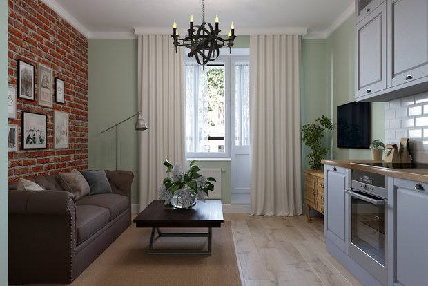 Фотография: Кухня и столовая в стиле Эклектика, Современный, Квартира, Проект недели, Санкт-Петербург, Светлана Гаврилова, Монолитный дом, 2 комнаты, 40-60 метров – фото на INMYROOM