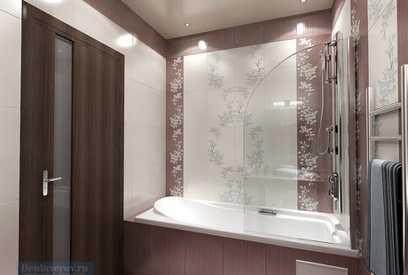 Ванная комната в однокомнатной квартире, современный стиль