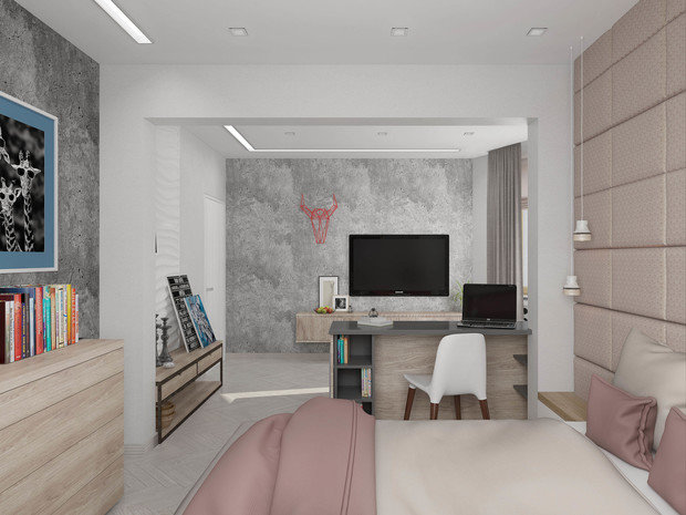 Фотография: Спальня в стиле Лофт, Современный, Квартира, Проект недели, Москва, Евгения Ермолаева, EEDS, новостройка, Монолитный дом, 2 комнаты, 60-90 метров – фото на INMYROOM