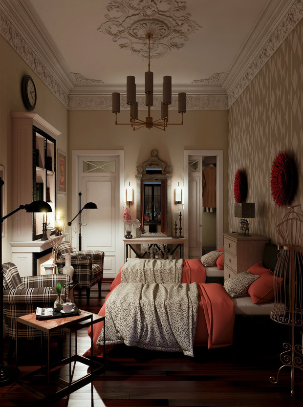 Фотография: Спальня в стиле Прованс и Кантри, Эклектика, Проект недели, Москва, Марина Саркисян, Little Greenе, камерунская шляпа в интерьере – фото на INMYROOM