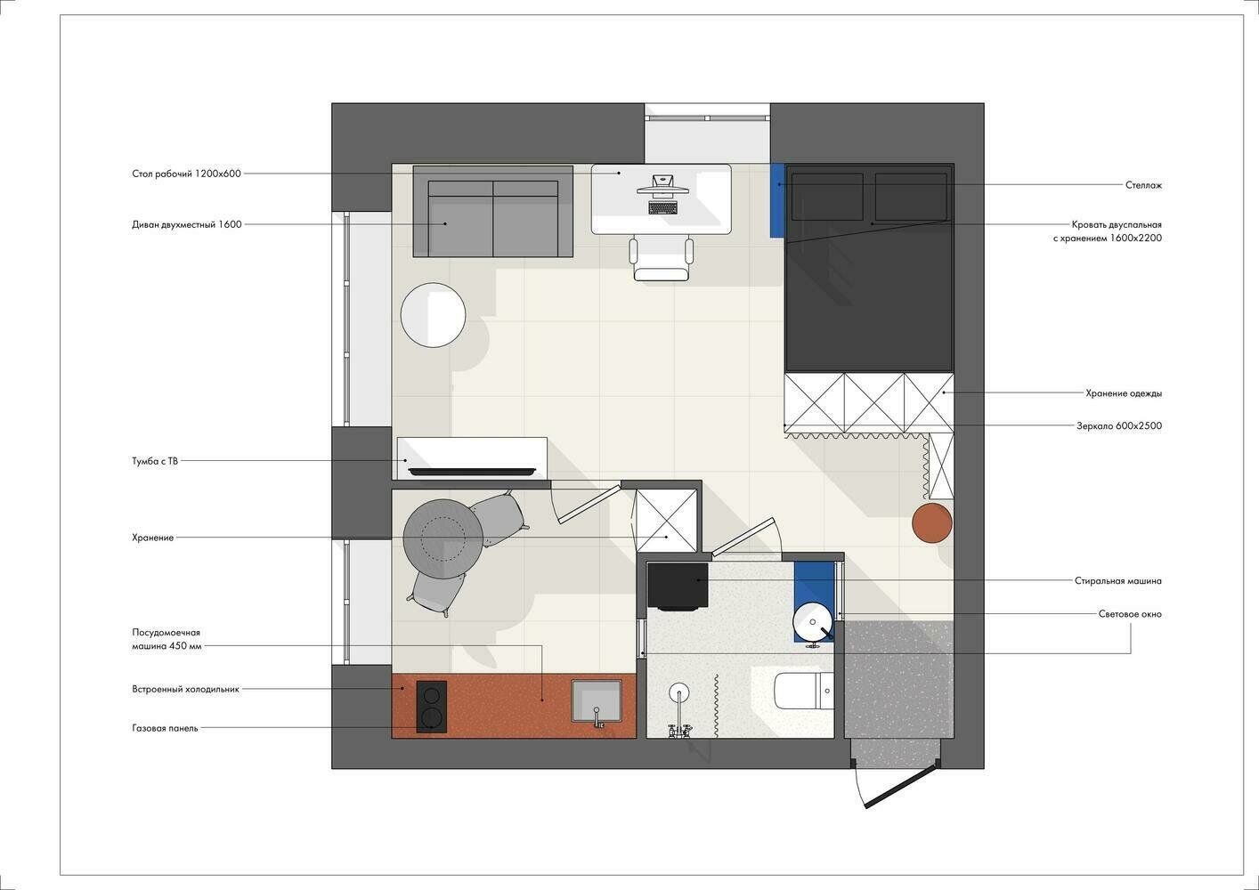 Фотография: Планировки в стиле , Современный, Малогабаритная квартира, Квартира, Минимализм, Проект недели, Екатеринбург, Хрущевка, 1 комната, до 40 метров, Ольга Каримова – фото на INMYROOM Фотография: Планировки в стиле , Современный, Малогабаритная квартира, Квартира, Минимализм, Проект недели, Екатеринбург, Хрущевка, 1 комната, до 40 метров, Ольга Каримова – фото на INMYROOM