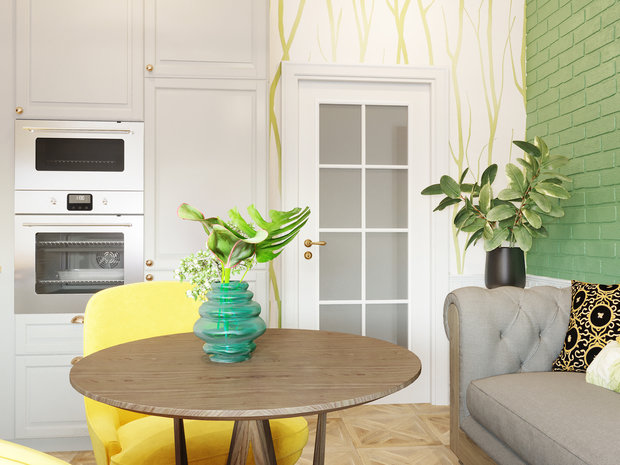 Фото из портфолио Интерьер 1-комнатной квартиры в ЖК Золотые купола – фотографии дизайна интерьеров на INMYROOM