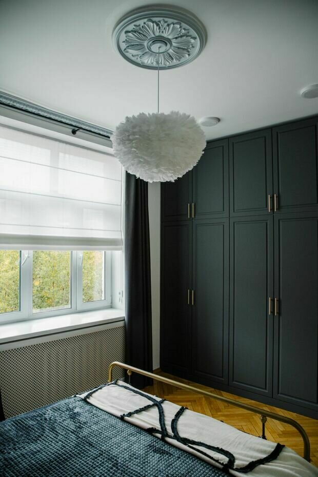 Фотография: Спальня в стиле Скандинавский, Современный, Эклектика, Минимализм, Квартира, Проект недели, Сталинка, 2 комнаты, 40-60 метров, Москав – фото на INMYROOM