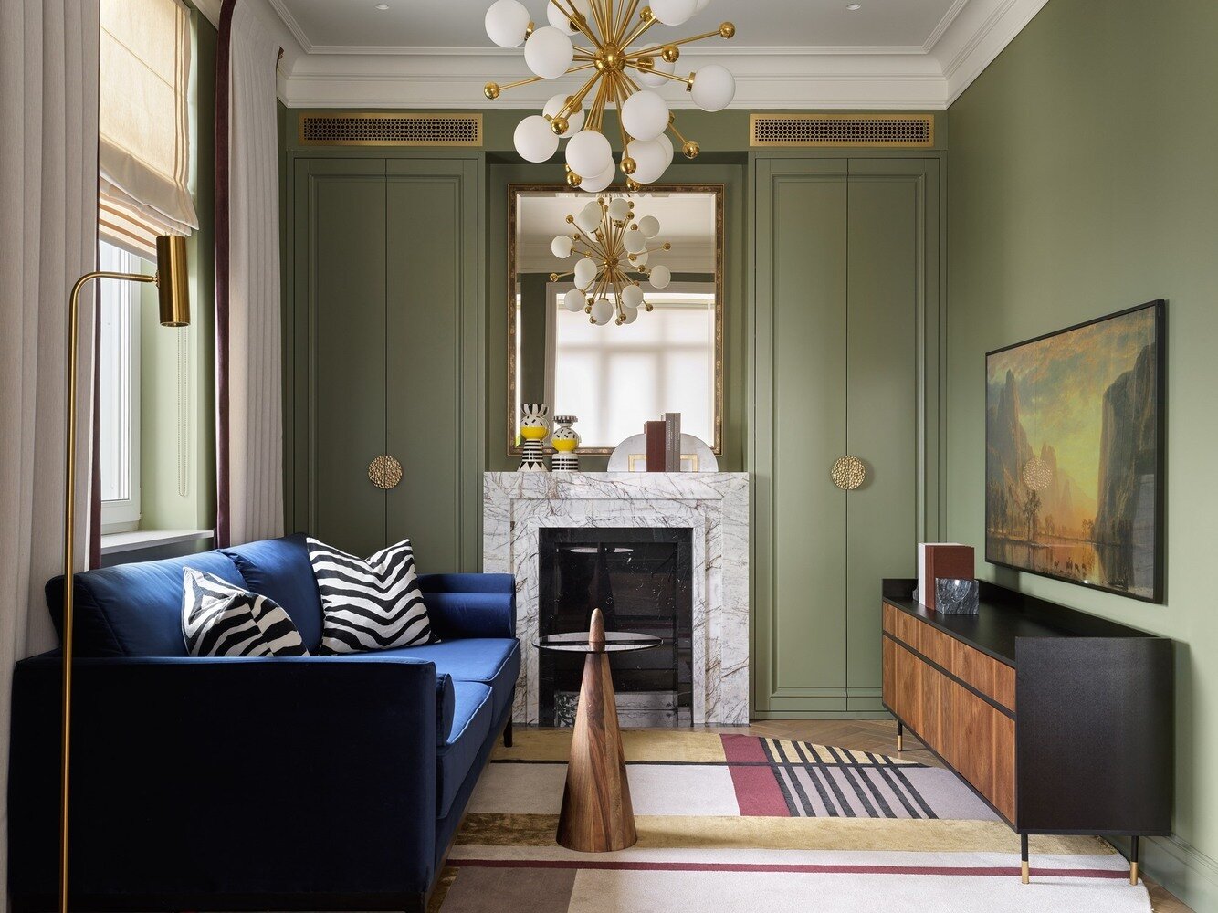 Фотография: Гостиная в стиле Современный, Эклектика, Винтажный, Квартира, Проект недели, Москва, Монолитный дом, 3 комнаты, 60-90 метров, Вероника Князева – фото на INMYROOM