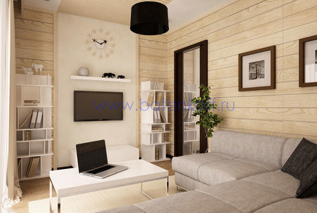 Дизайн кабинета гостевой комнаты в деревянном доме от Батенькофф