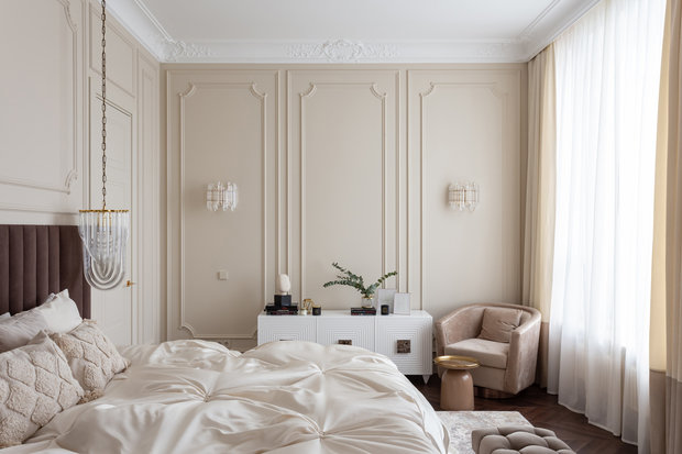 Фотография: Спальня в стиле Классический, Современный, Квартира, Проект недели, Москва, 4 и больше, Более 90 метров, Анастасия Меркулова – фото на INMYROOM