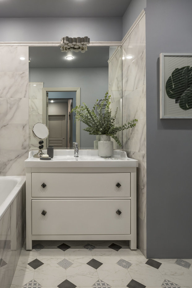 Фотография: Ванная в стиле Скандинавский, Квартира, Проект недели, Москва, П-44, Панельный дом, 2 комнаты, 40-60 метров – фото на INMYROOM