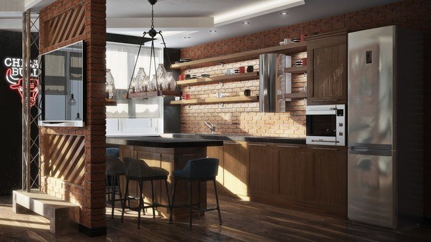 Фото из портфолио Квартира в стиле лофт, 70 м2 – фотографии дизайна интерьеров на INMYROOM