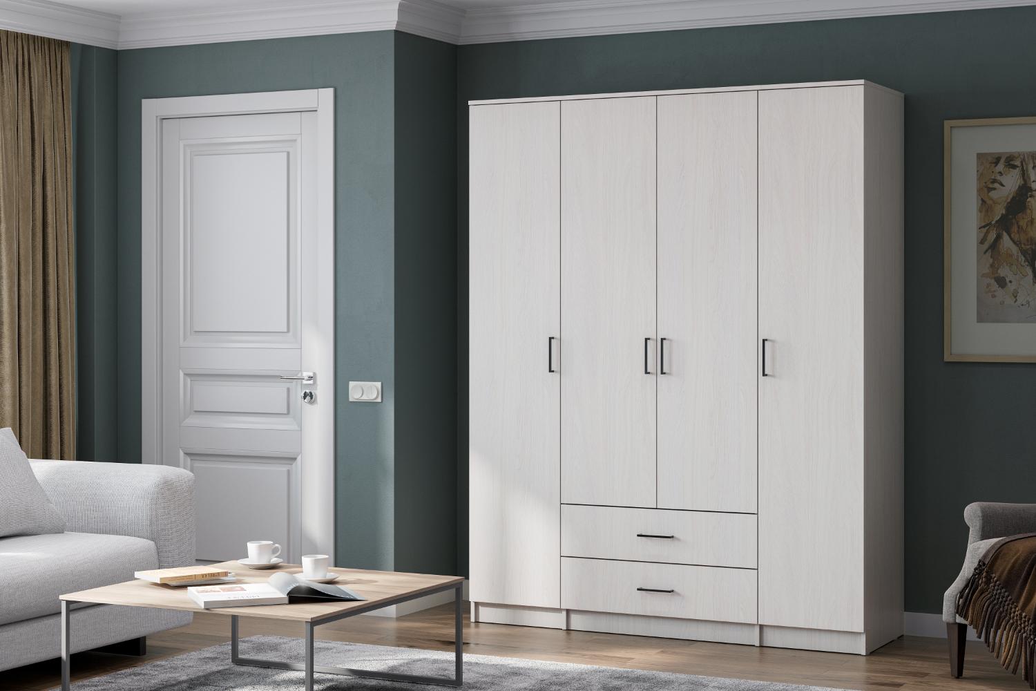 Шкаф для одежды серо-белого цвета