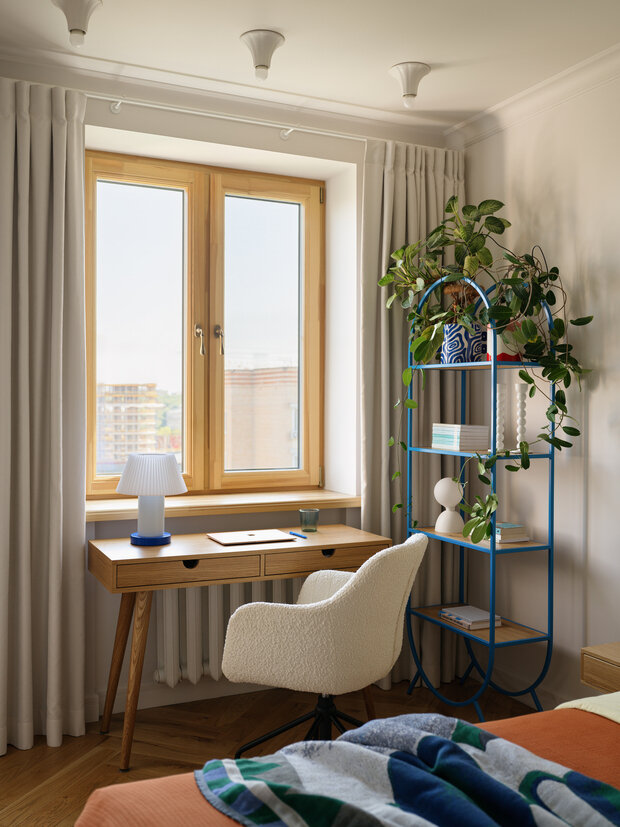 Фотография: Спальня в стиле Скандинавский, Современный, Малогабаритная квартира, Квартира, Проект дня, Москва, Хамовники, Хрущевка, 2 комнаты, 40-60 метров, Анастасия Заркуа – фото на INMYROOM