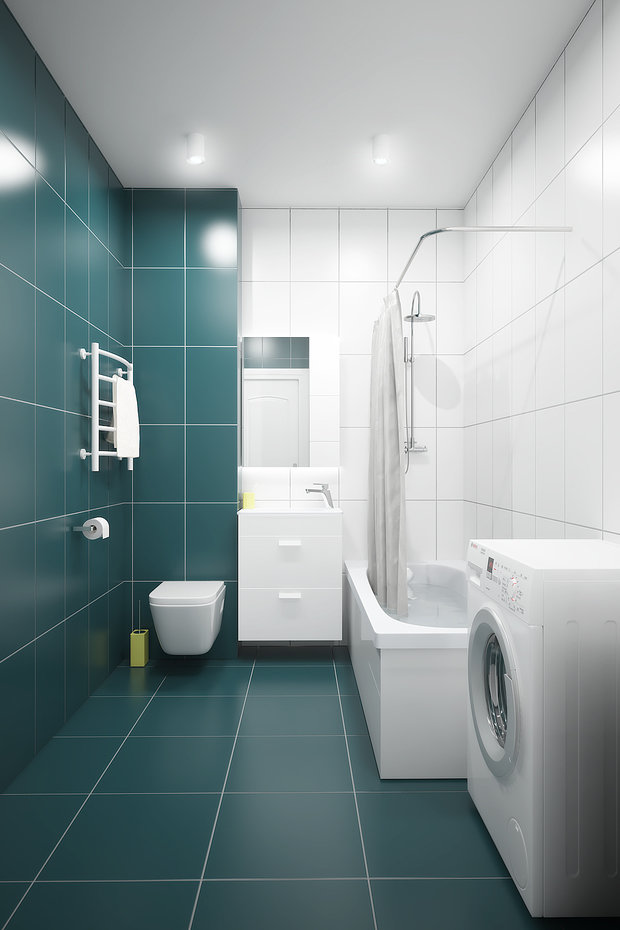 Визуализация интерьера ванной комнаты в современном стиле
