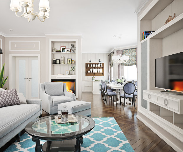 Фотография: Гостиная в стиле Прованс и Кантри, Классический, Современный, Дом, Проект недели, интерьер кабинета, кухня-гостиная дизайн, Челябинск, Валерия Стенникова, Insomnia, американский стиль – фото на INMYROOM