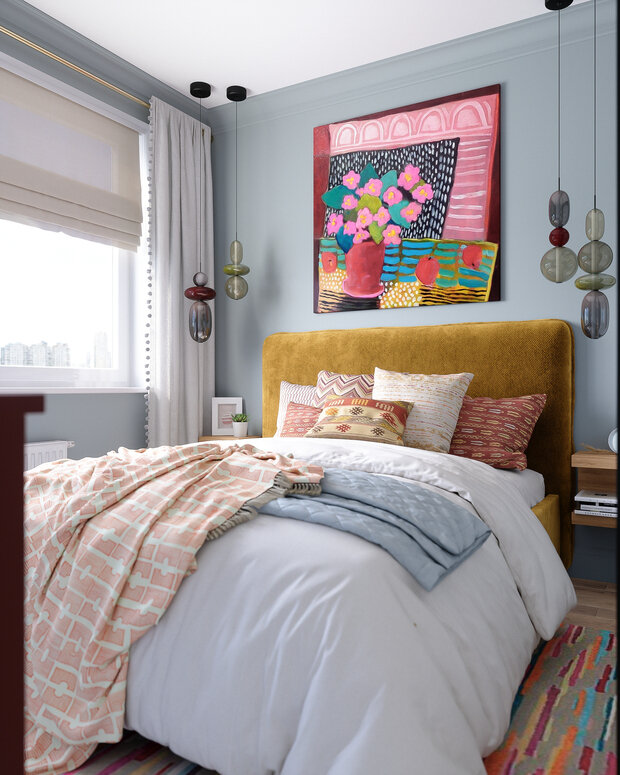 Фотография: Спальня в стиле Современный, Эклектика, Квартира, Проект недели, Москва, 3 комнаты, 60-90 метров, Inside, Ольга Усачева – фото на INMYROOM