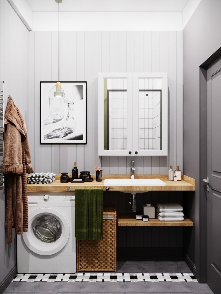 Фотография: Ванная в стиле Современный, Лофт, Скандинавский, Квартира, Студия, Проект дня, Красногорск, 40-60 метров, Монолитно-кирпичный, Студия 20:18, ЖК «Спасский мост» – фото на INMYROOM Фотография: Ванная в стиле Современный, Лофт, Скандинавский, Квартира, Студия, Проект дня, Красногорск, 40-60 метров, Монолитно-кирпичный, Студия 20:18, ЖК «Спасский мост» – фото на INMYROOM