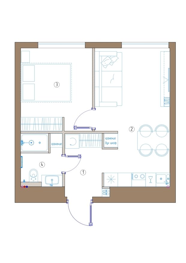 Фотография: Планировки в стиле Современный, Малогабаритная квартира, Квартира, Проект недели, Москва, 2 комнаты, до 40 метров, Наталия Варнавская – фото на INMYROOM
