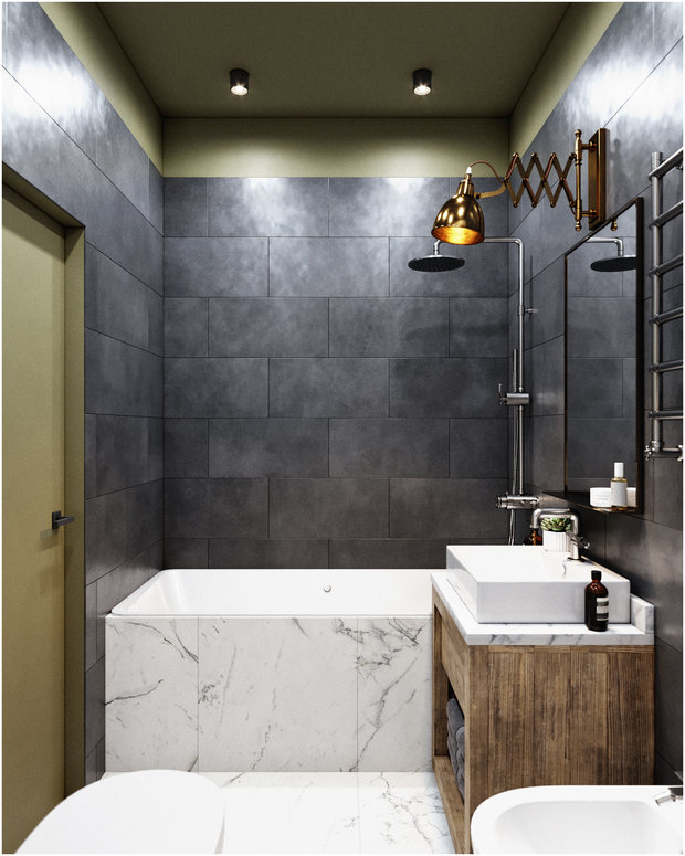 Фотография: Ванная в стиле Лофт, Эклектика, Квартира, Проект недели, Санкт-Петербург, Макс Жуков, Виктор Штефан, ToTaste Studio, 3 комнаты, 60-90 метров – фото на INMYROOM