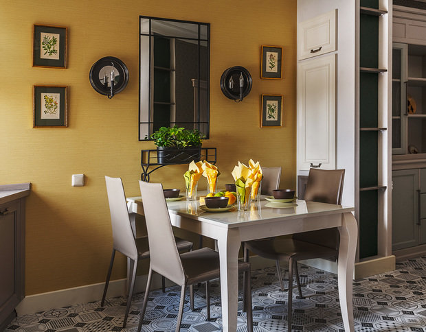 Фотография: Кухня и столовая в стиле Эклектика, Современный, Квартира, Проект недели, Москва, Марина Саркисян, Сергей Красюк, новостройка, 4 и больше, Более 90 метров – фото на INMYROOM