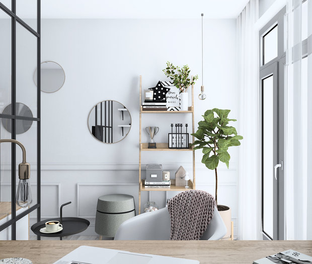 Фотография: Кабинет в стиле Скандинавский, Квартира, Проект недели, Балашиха, Монолитный дом, 4 и больше, Более 90 метров, Нина Шуберт – фото на INMYROOM