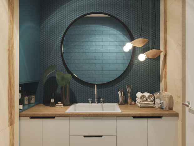 Фотография: Ванная в стиле Современный, Эко, Квартира, Проект недели, Москва, Юлия Чернова, Кирпичный дом, 3 комнаты, 60-90 метров – фото на INMYROOM
