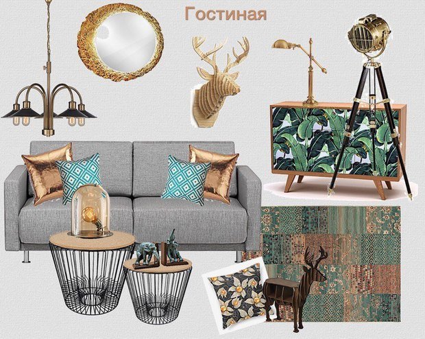 Фото из портфолио Коллаж гостиной с элементами Лофта – фотографии дизайна интерьеров на INMYROOM