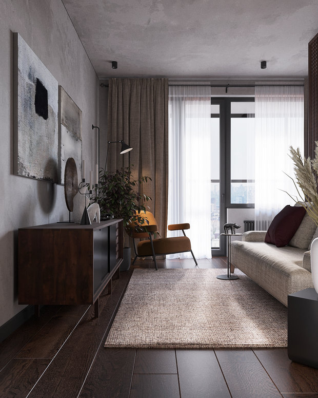 Фотография: Гостиная в стиле Лофт, Эклектика, Квартира, Проект недели, Челябинск, 1 комната, до 40 метров, 40-60 метров, Tenso Interiors – фото на INMYROOM