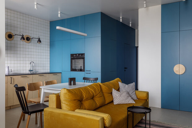 Фотография: Кухня и столовая в стиле Скандинавский, Современный, Минимализм, Квартира, Проект недели, Ростов-на-Дону, 2 комнаты, 40-60 метров, Виктория Глаз – фото на INMYROOM