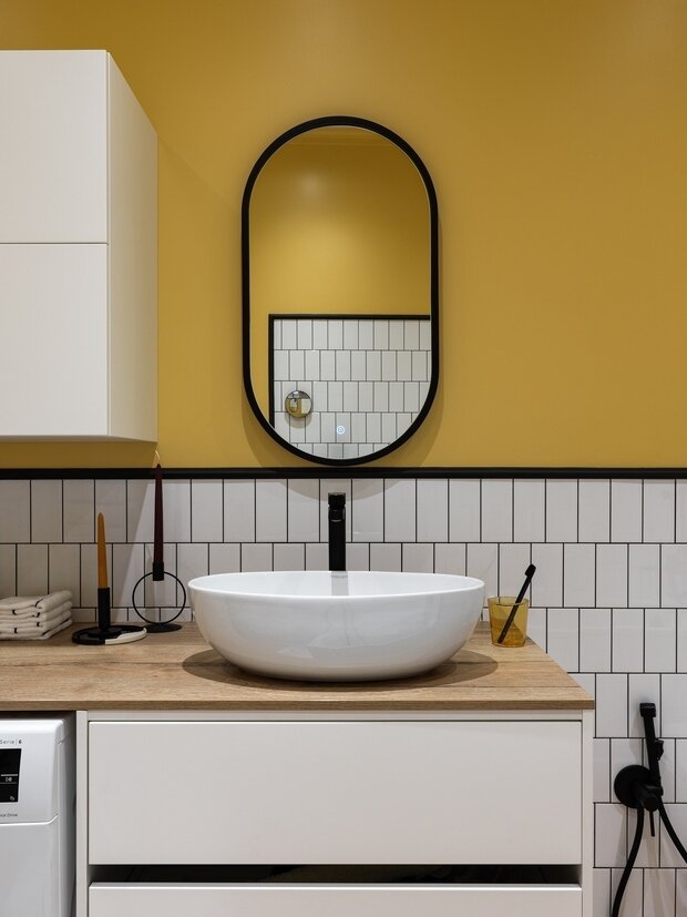 Фотография: Ванная в стиле Современный, Скандинавский, Квартира, Проект недели, Москва, 2 комнаты, 40-60 метров, 60-90 метров, Монолитно-кирпичный, Анастасия Заркуа – фото на INMYROOM