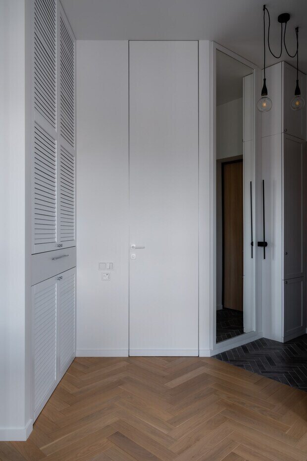 Фотография: Прихожая в стиле Скандинавский, Современный, Малогабаритная квартира, Квартира, Проект дня, Москва, 2 комнаты, до 40 метров, Александра Лаврова – фото на INMYROOM