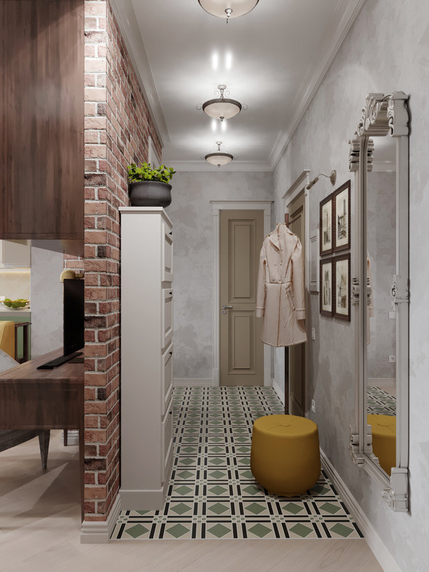 Фотография: Прихожая в стиле Прованс и Кантри, Классический, Современный, Квартира, Проект недели, Санкт-Петербург, Татьяна Воронцова, 2 комнаты, 40-60 метров, Монолитно-кирпичный, ЖК «Английская миля» – фото на INMYROOM