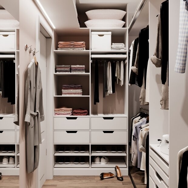 Фотография: Гардеробная в стиле Скандинавский, Современный, Эклектика, Квартира, Проект недели, Санкт-Петербург, 3 комнаты, Более 90 метров, VizDiz, Илона Ореховская – фото на INMYROOM