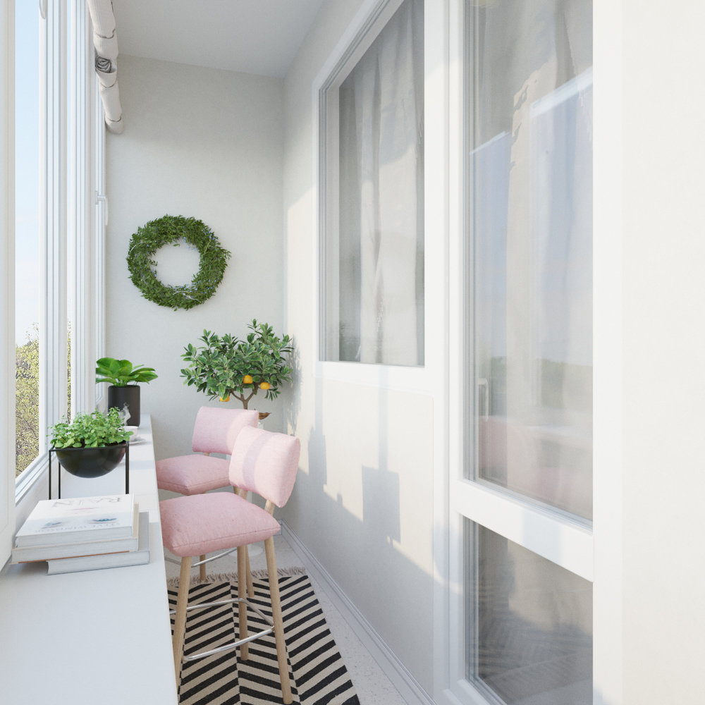 Фотография: Балкон в стиле Скандинавский, Квартира, Проект недели, Розовый, Химки, Оксана Цымбалова, 2 комнаты, 40-60 метров – фото на INMYROOM Фотография: Балкон в стиле Скандинавский, Квартира, Проект недели, Розовый, Химки, Оксана Цымбалова, 2 комнаты, 40-60 метров – фото на INMYROOM