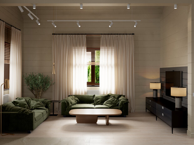 Фотография: Гостиная в стиле Современный, Минимализм, Дом, Проект недели, Эко, Дом и дача, 3 комнаты, Более 90 метров, Башкортостан, Юлия Сафина – фото на INMYROOM