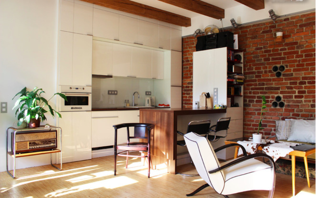 Фотография: Кухня и столовая в стиле Лофт, Квартира, Дома и квартиры, Переделка – фото на INMYROOM