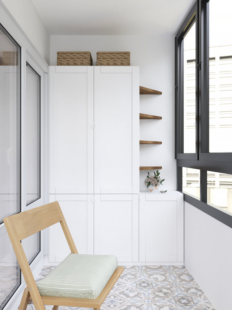 Фотография: Балкон в стиле Современный, Прихожая, Скандинавский, Квартира, Проект недели, Ленинградская область, Панельный дом, 3 комнаты, 40-60 метров – фото на INMYROOM